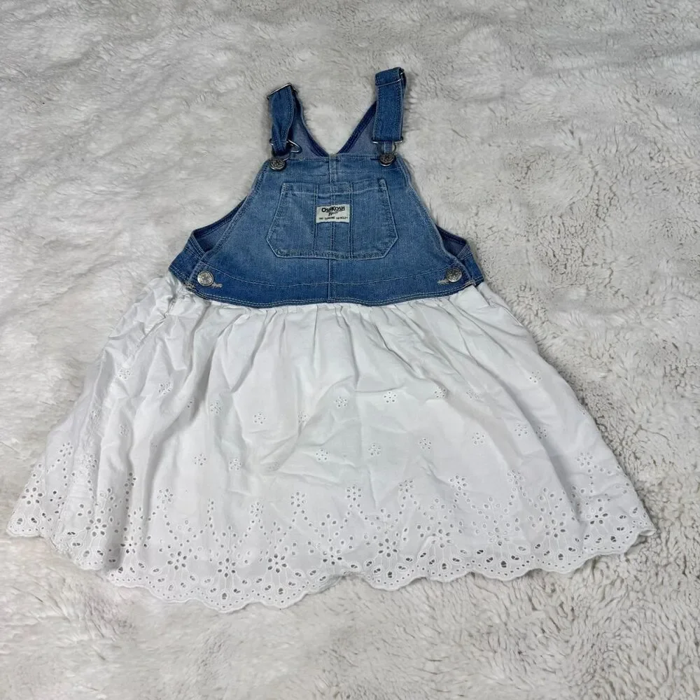 OshKosh B’gosh Denim Overall Dress Eyelet 5T